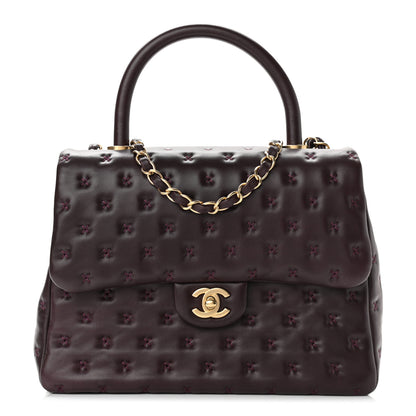 Chanel Lambskin Cross Stitch Small Coco Handle Flap Burgundy 1 of 11