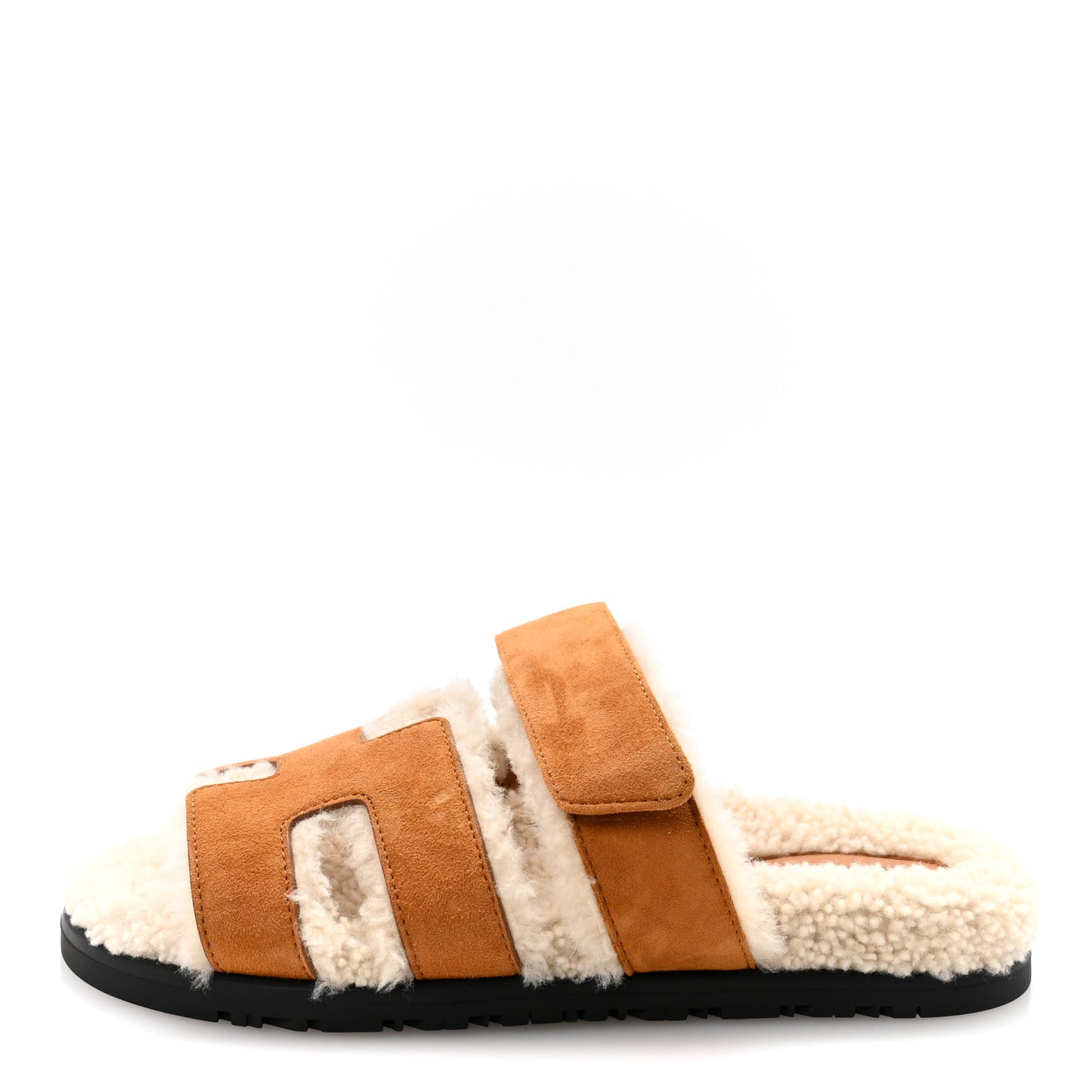 Suede Goatskin Woolskin Womens Chypre Sandals 36 Brun Fume Ecru