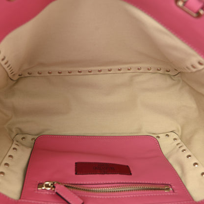 Valentino Garavani Vitello Small Rockstud Tote Fuxia Fluo 5 of 10