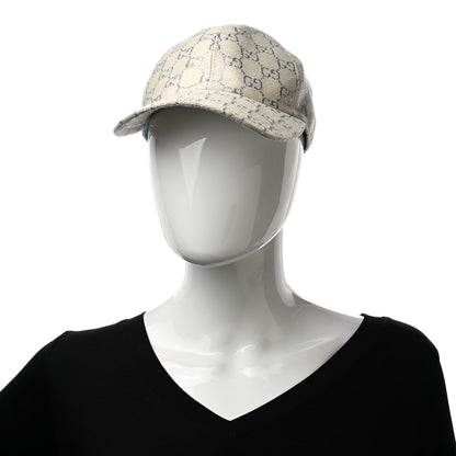 Gucci Canvas Lame GG Monogram Rush Baseball Hat XS Gardenia Silver 2 of 8