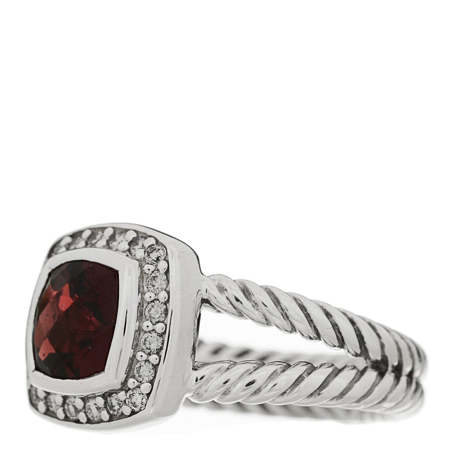 David Yurman Sterling Silver Diamond Garnet 7mm Petite Albion Ring 50 5.5 3 of 5