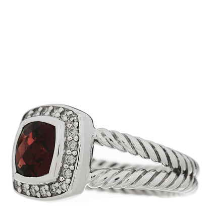David Yurman Sterling Silver Diamond Garnet 7mm Petite Albion Ring 50 5.5 3 of 5