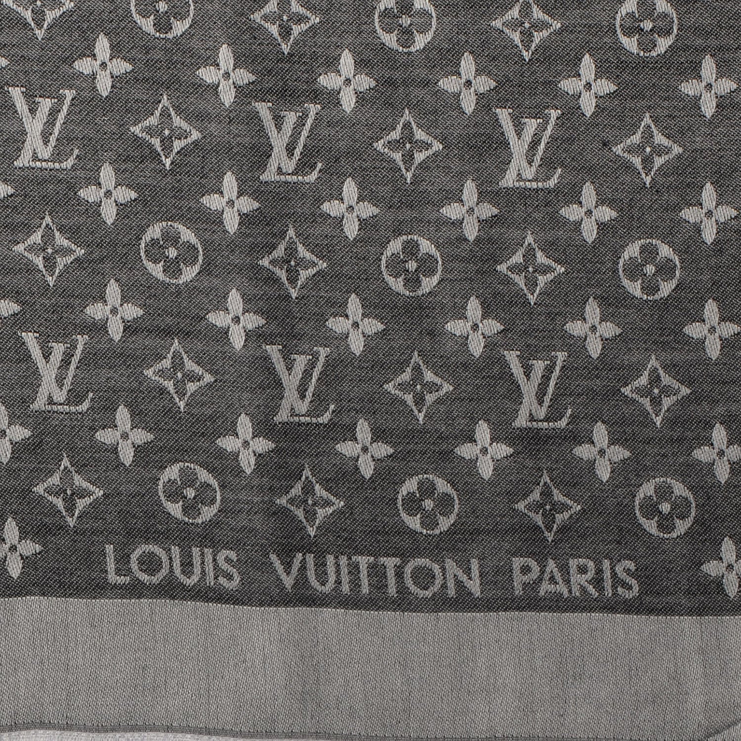 Louis Vuitton Silk Wool Monogram Denim Shawl Black 4 of 5