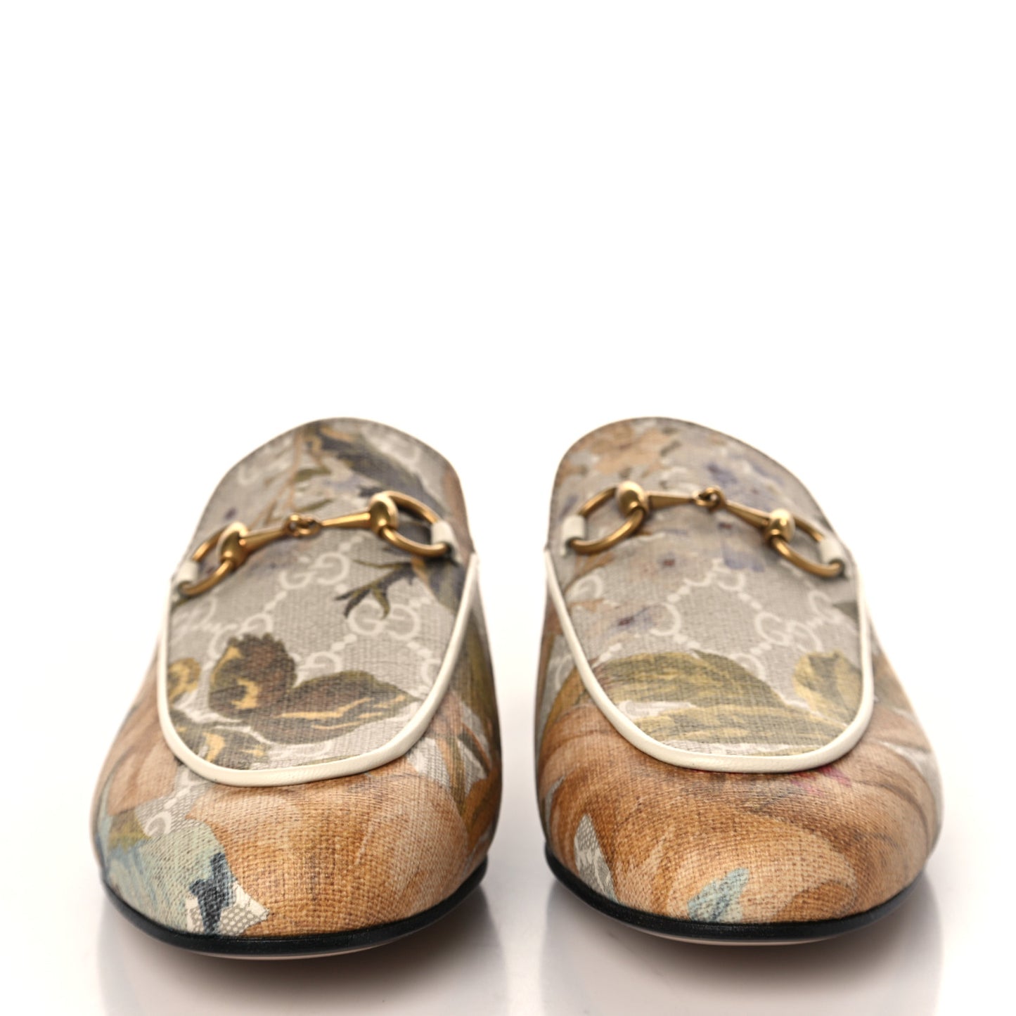 GG Supreme Monogram Malaga Kid Water Flora Womens Princetown Slippers 36.5 Beige White Multicolor Mystic White