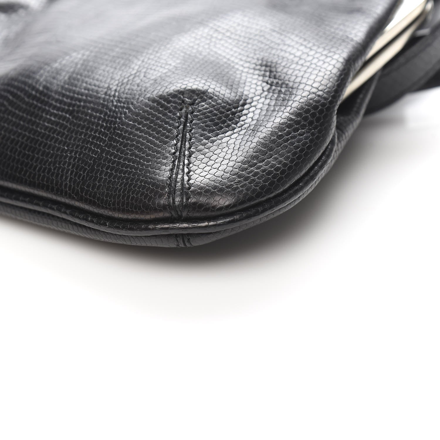 Burberry Calfskin Lizard Embossed Frame Crossbody Bag Black 10 of 12