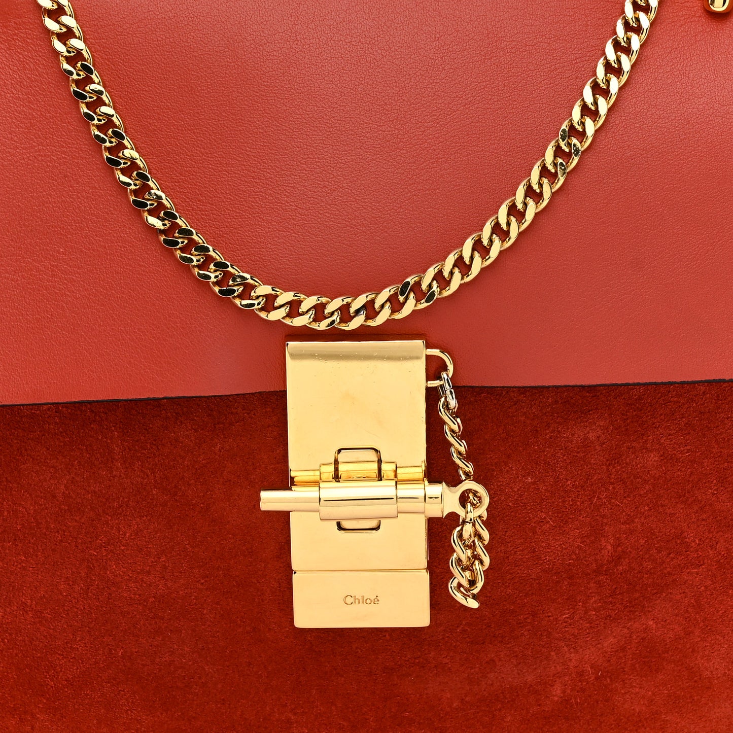 Suede Smooth Calfskin Drew Shoulder Bag Poppy