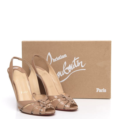 Christian Louboutin Patent PVC Corsetica 100 Peep Toe Slingback Sandals 37 Nude 11 of 11
