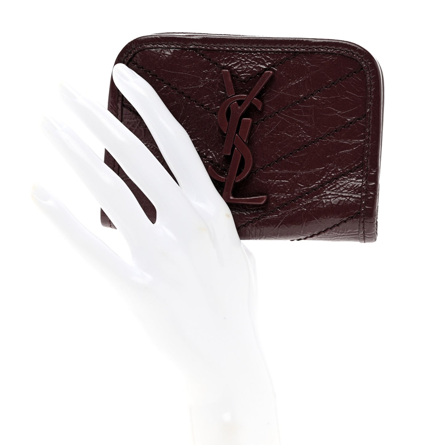 Crinkled Calfskin Matelasse Monogram Niki Card Holder Rouge Legion