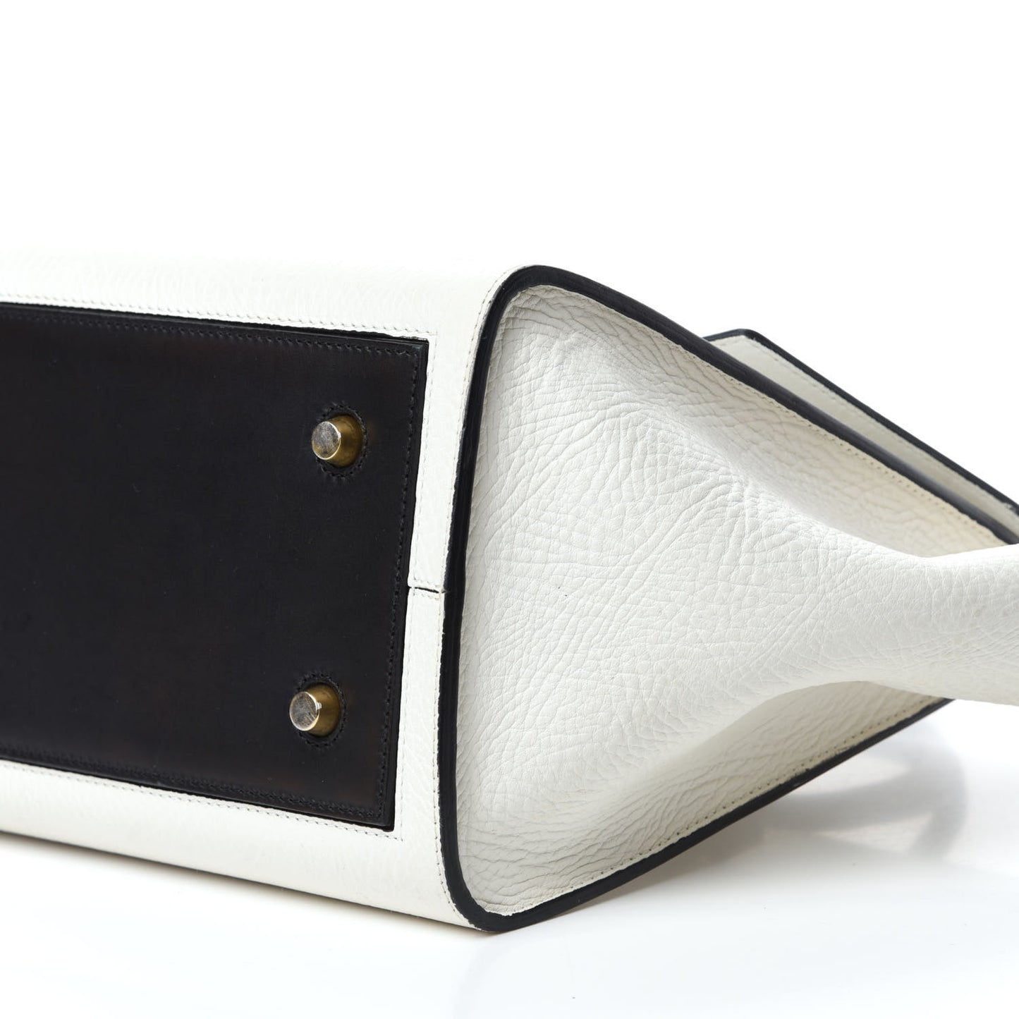 Elephant Calfskin Bi-Color Small Tie Knot Tote White Black