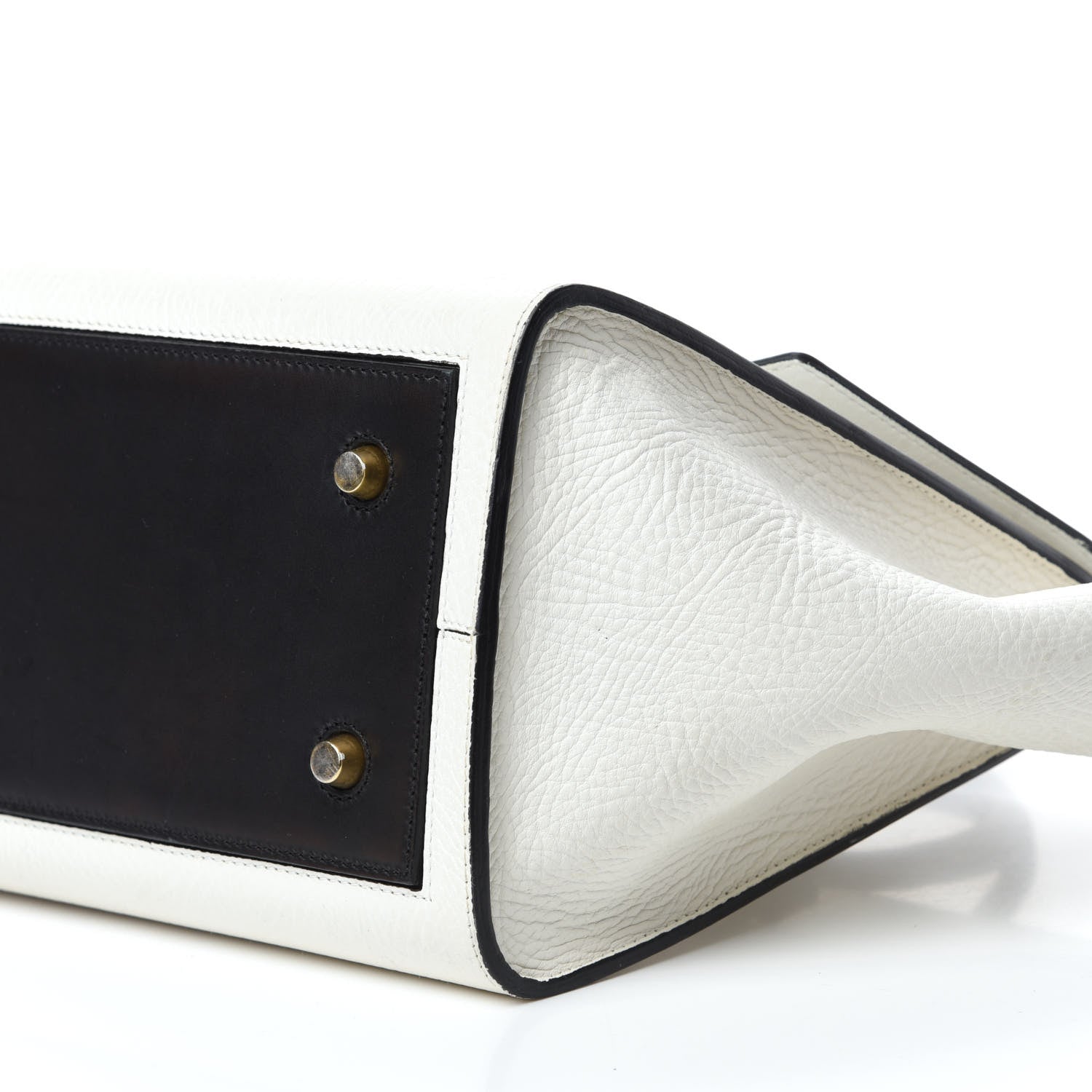 Celine Elephant Calfskin Bi-Color Small Tie Knot Tote White Black 7 of 22