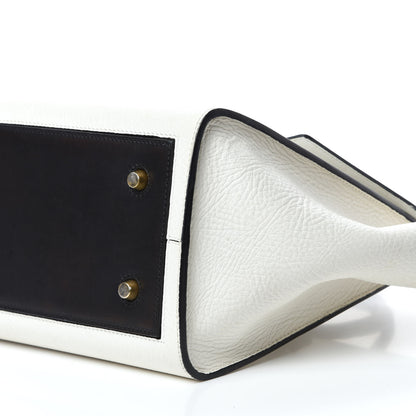 Celine Elephant Calfskin Bi-Color Small Tie Knot Tote White Black 7 of 22