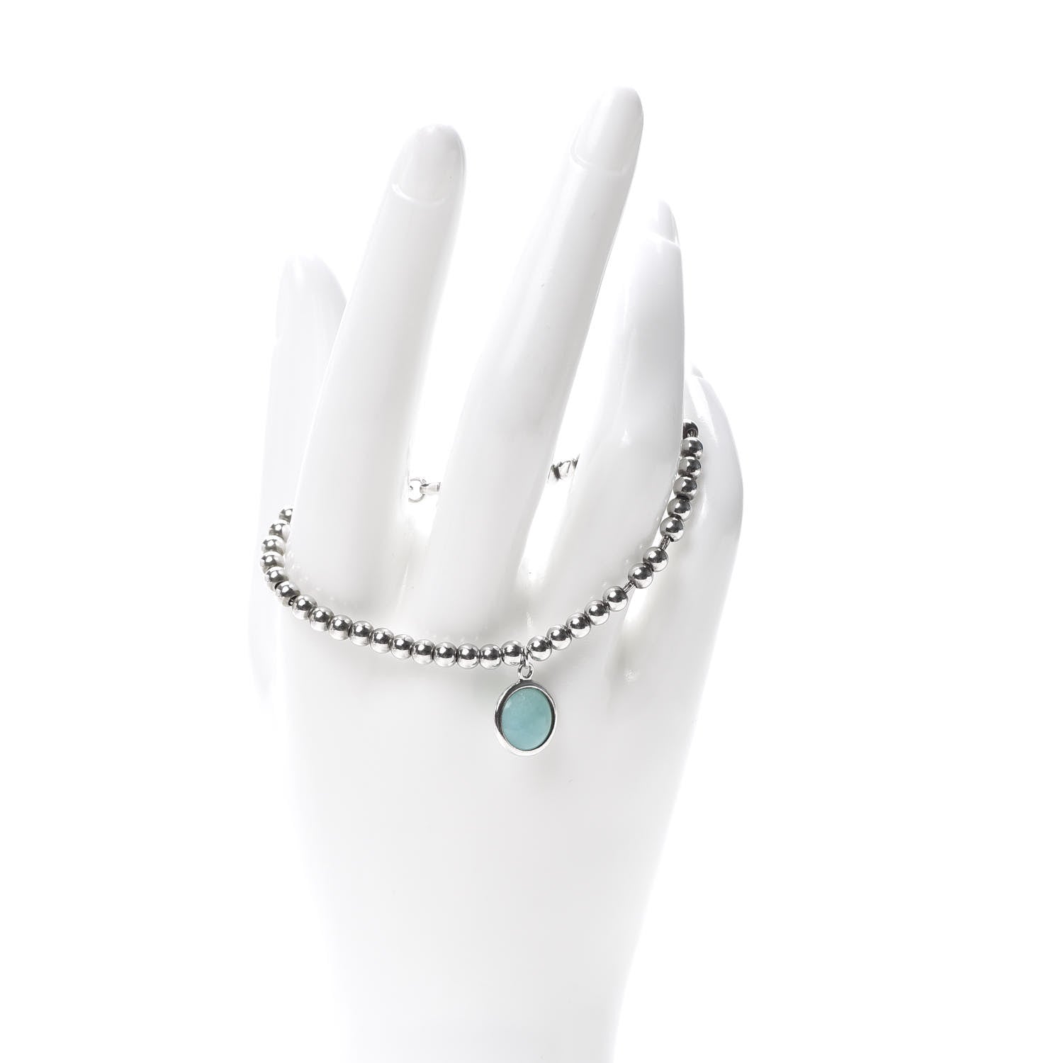 Tiffany Sterling Silver Turquoise Paloma Picasso Beaded Dot Charm Bracelet 2 of 7