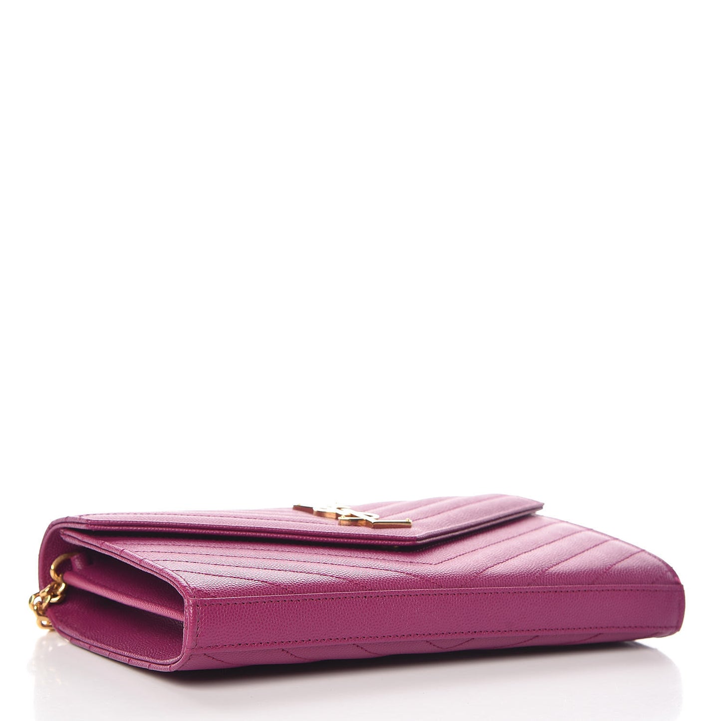 Grain De Poudre Matelasse Chevron Monogram Chain Wallet Dark Grape