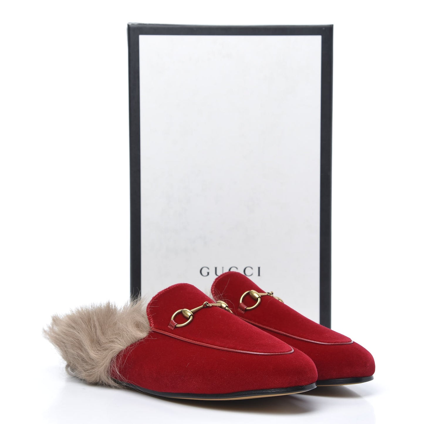 Velvet Fur Womens Princetown Slippers 39 Hibiscus Red
