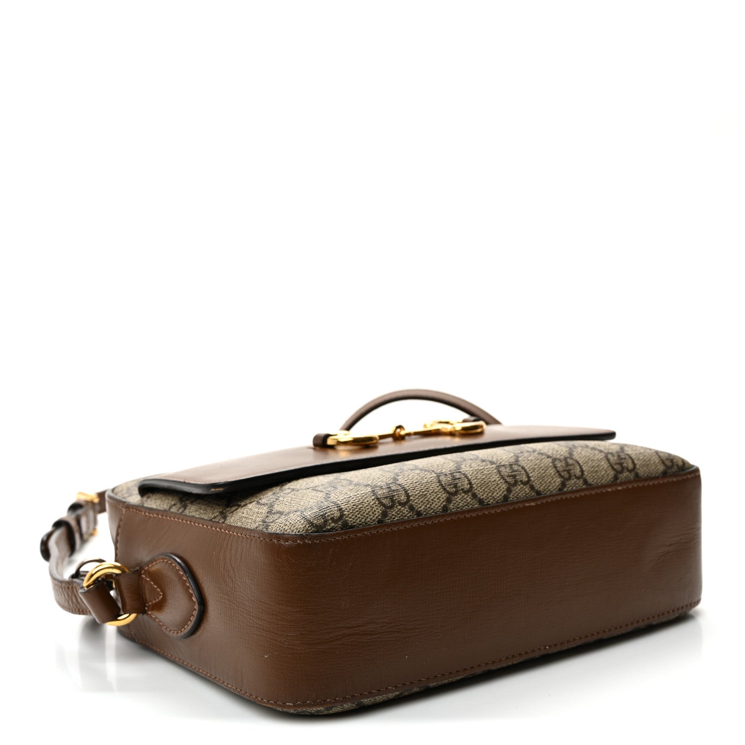 Gucci GG Supreme Monogram Small Horsebit 1955 Shoulder Bag Beige Brown Sugar 4 of 13