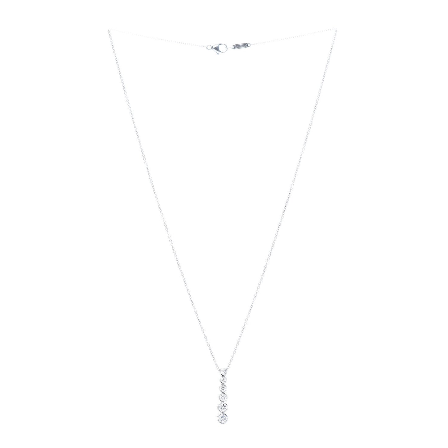 Platinum Diamond Jazz Graduated Drop Pendant Necklace