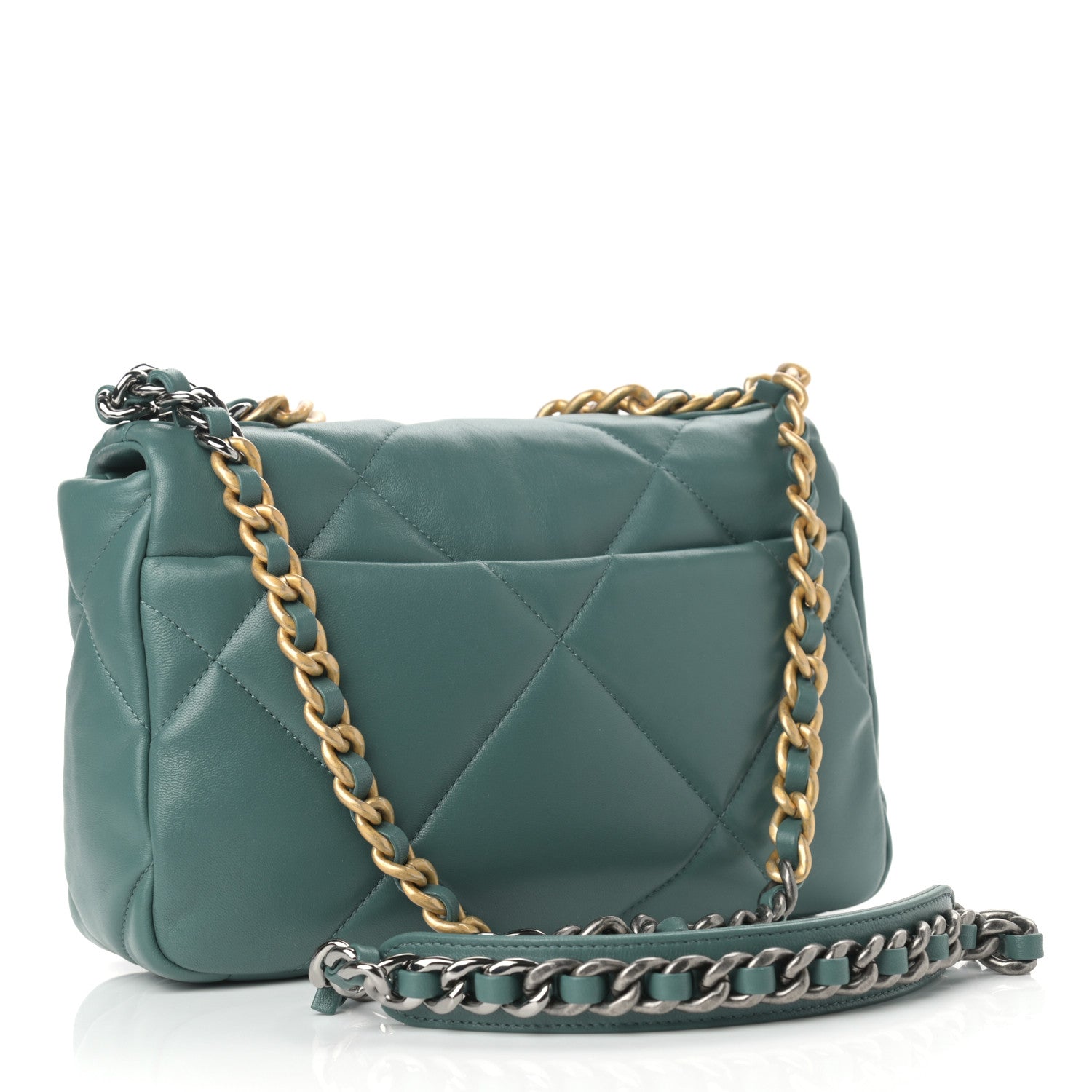 Chanel Lambskin Quilted Medium Chanel 19 Flap Green 2 of 8