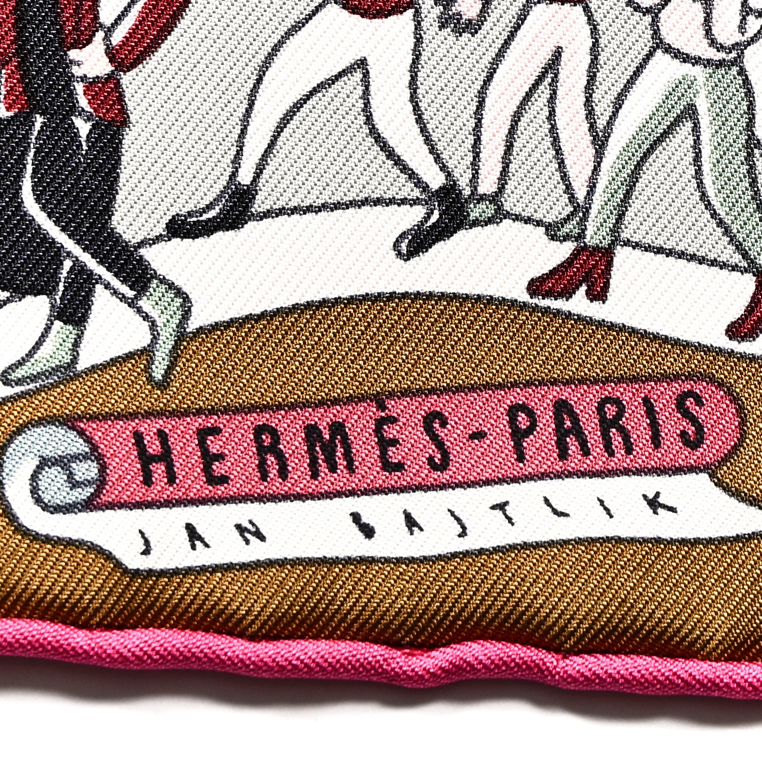 Hermes Silk Exposition Universelle Scarf 90 Rose Vif Vert Rouge 2 of 5