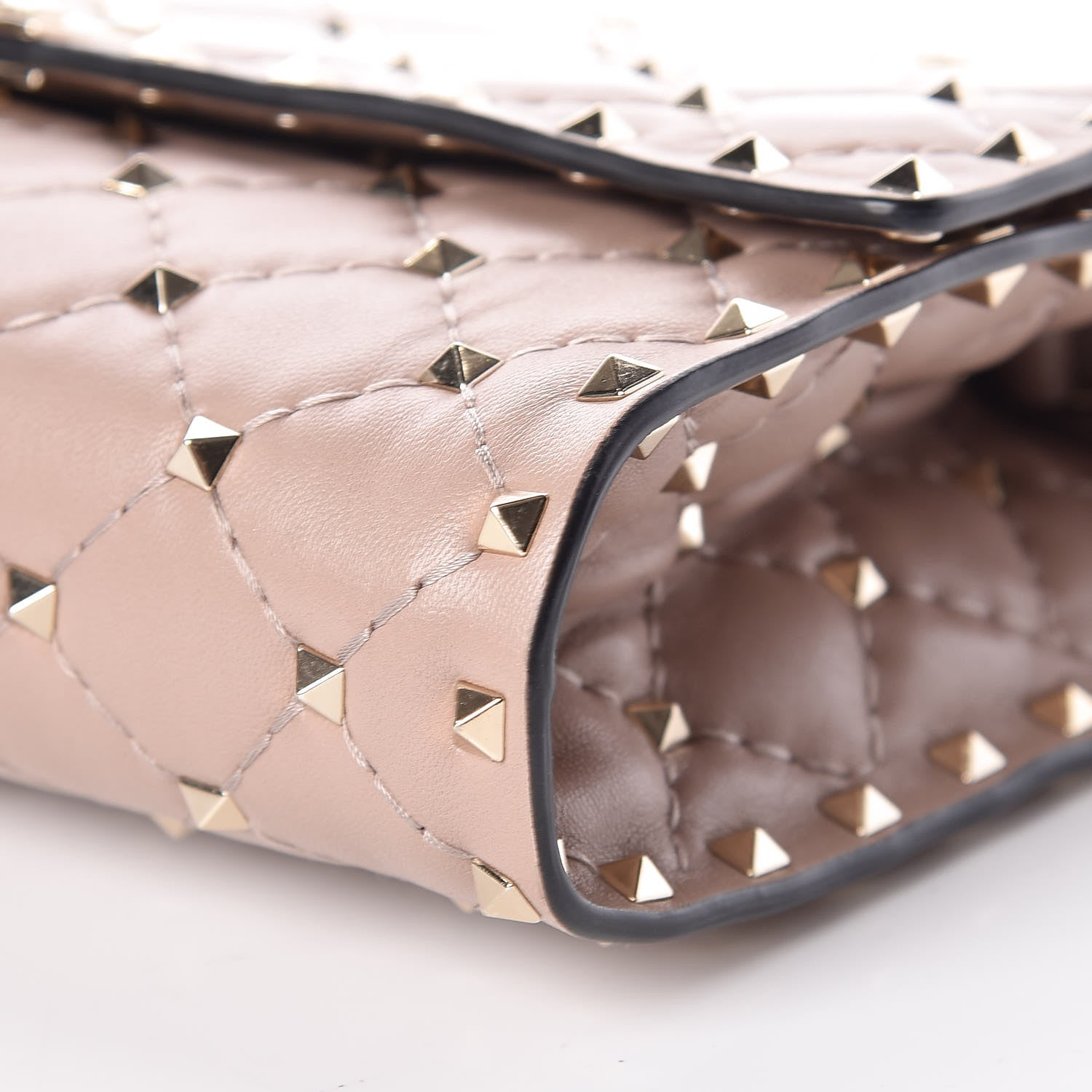 Valentino Garavani Lambskin Rockstud Spike Wallet on Chain Poudre 6 of 11