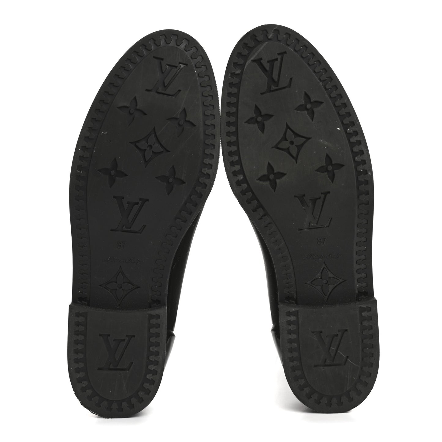 Rubber Embossed Monogram Drops High Rain Boots 37 Black