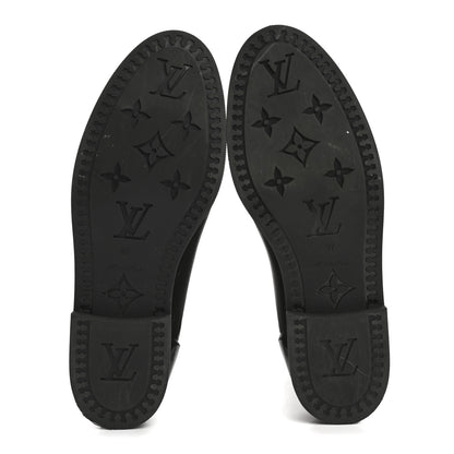 Louis Vuitton Rubber Embossed Monogram Drops High Rain Boots 37 Black 5 of 12