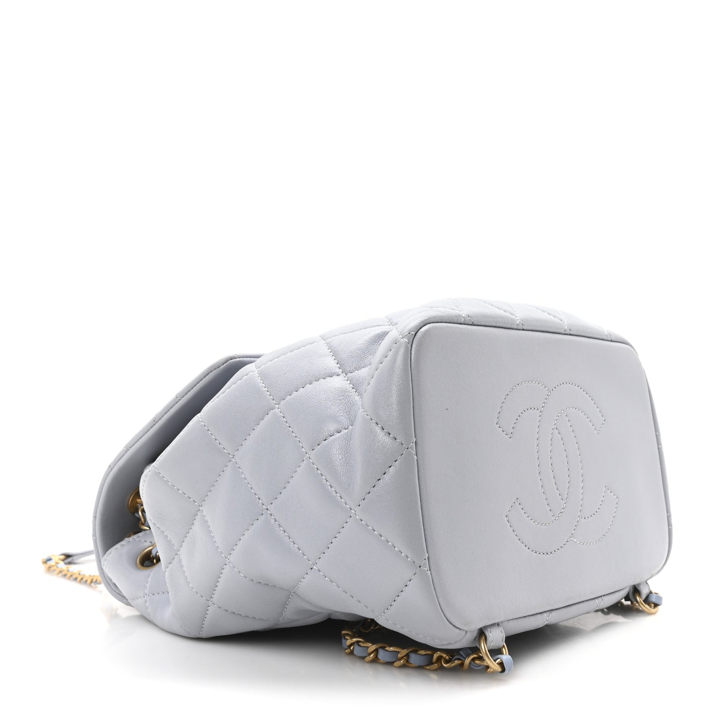 Lambskin Quilted Braided CC Backpack Light Grey