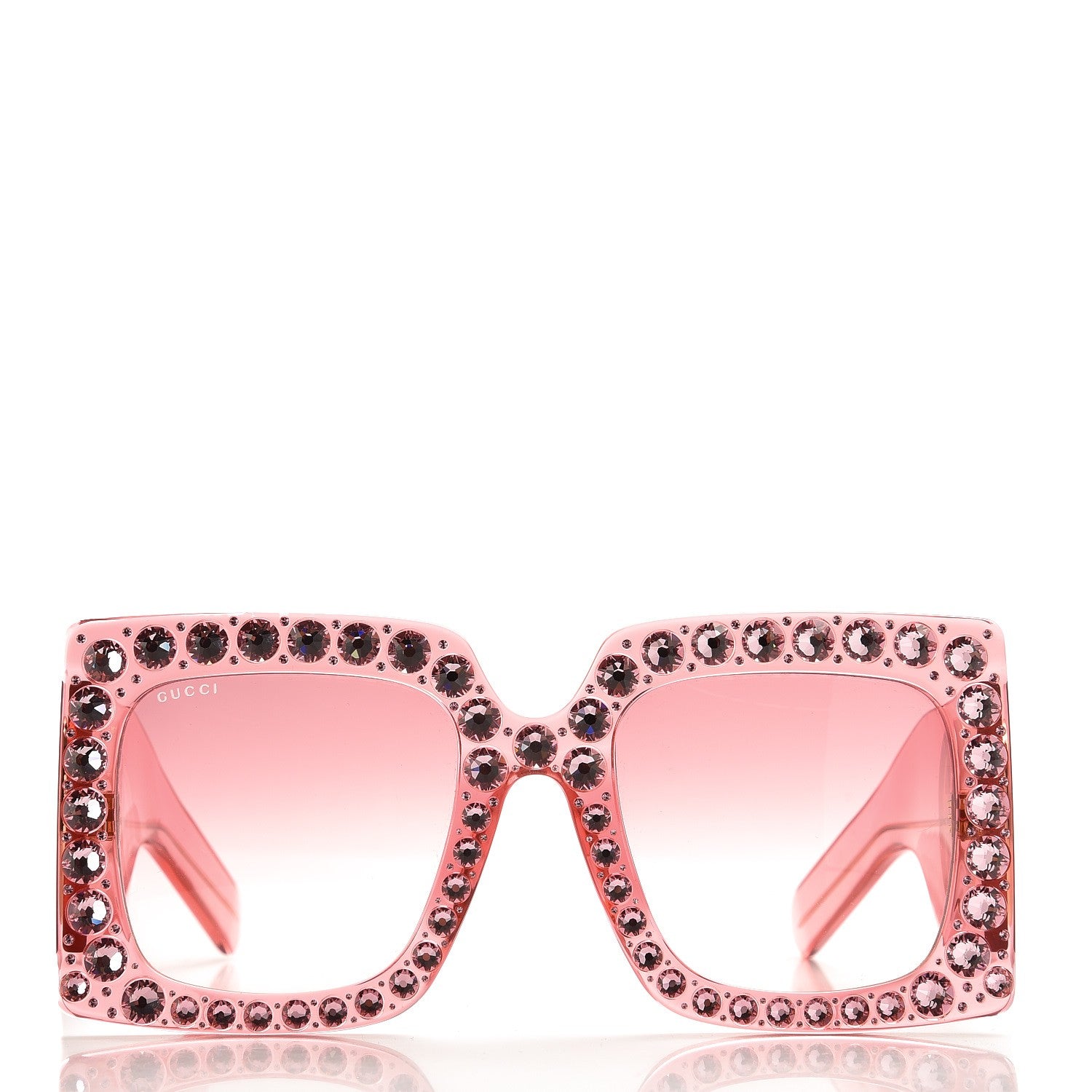 Gucci Acetate Crystal Oversize Sunglasses GG0145S Pink 2 of 7