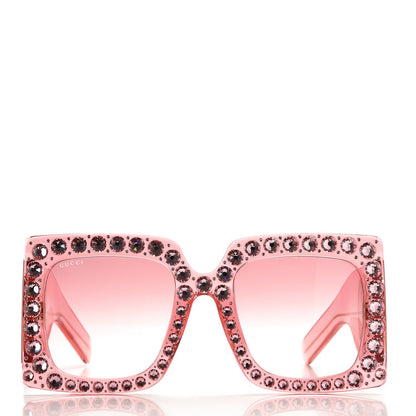 Gucci Acetate Crystal Oversize Sunglasses GG0145S Pink 2 of 7