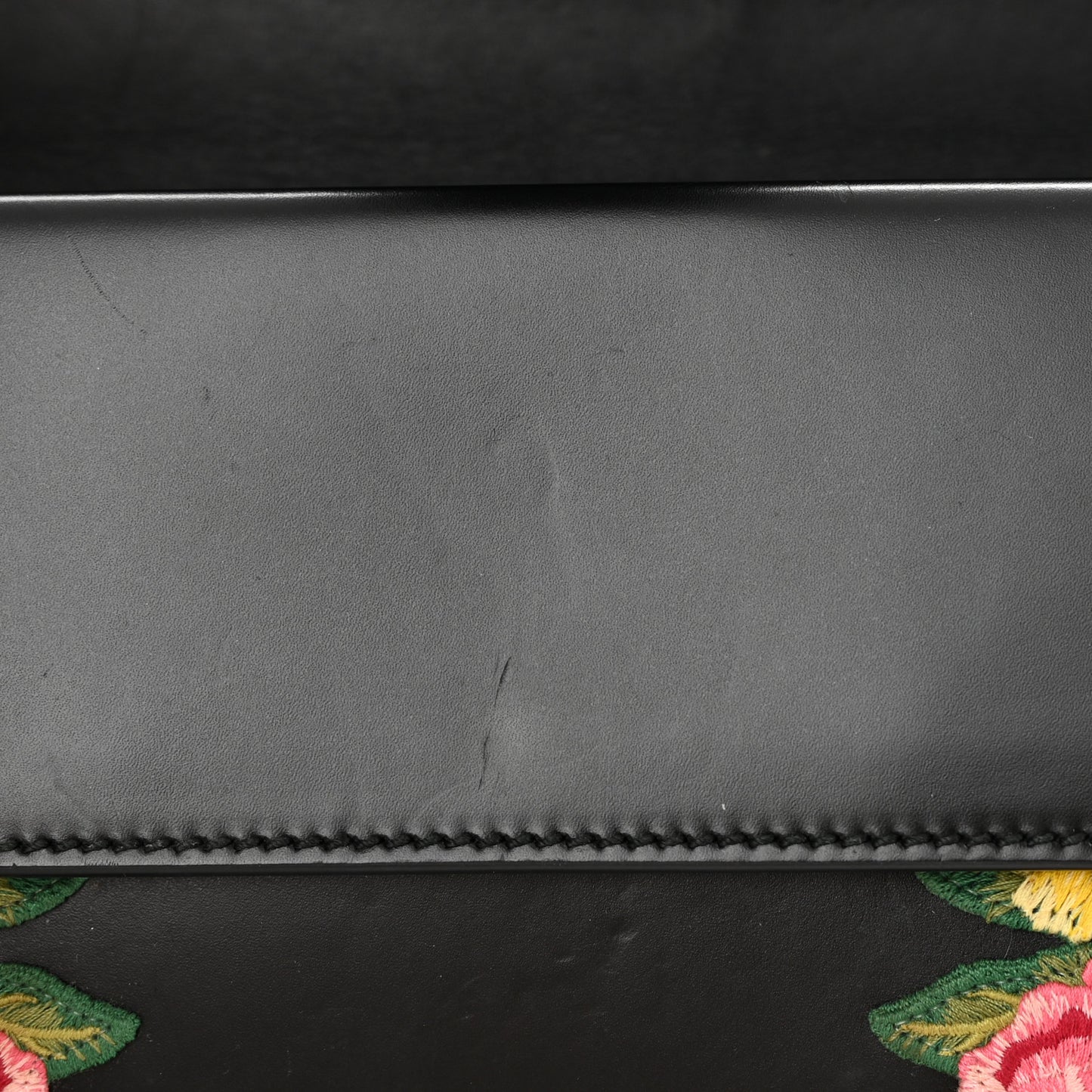 Calfskin Floral Embroidered Studded Small Dionysus Shoulder Bag Black