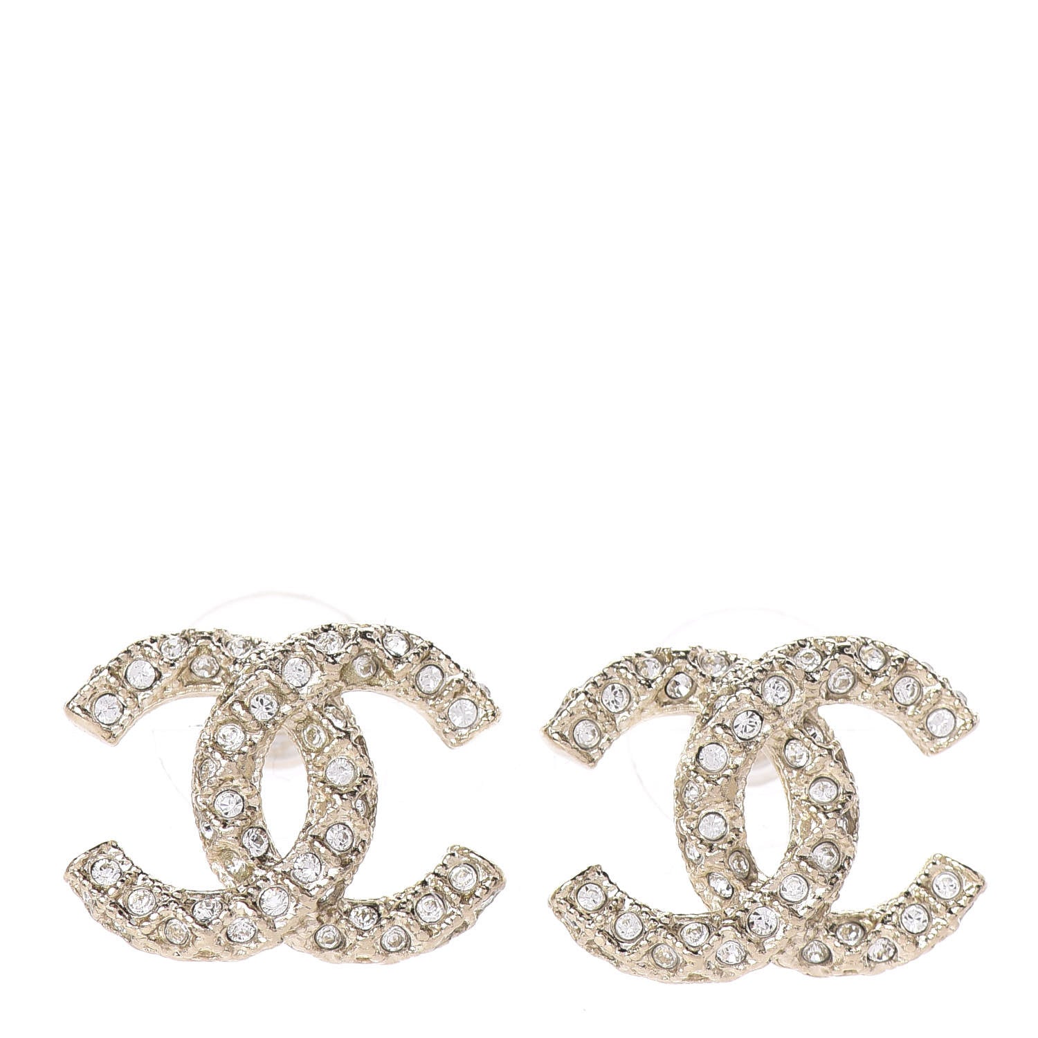 Chanel Crystal CC Earrings Gold 1 of 4