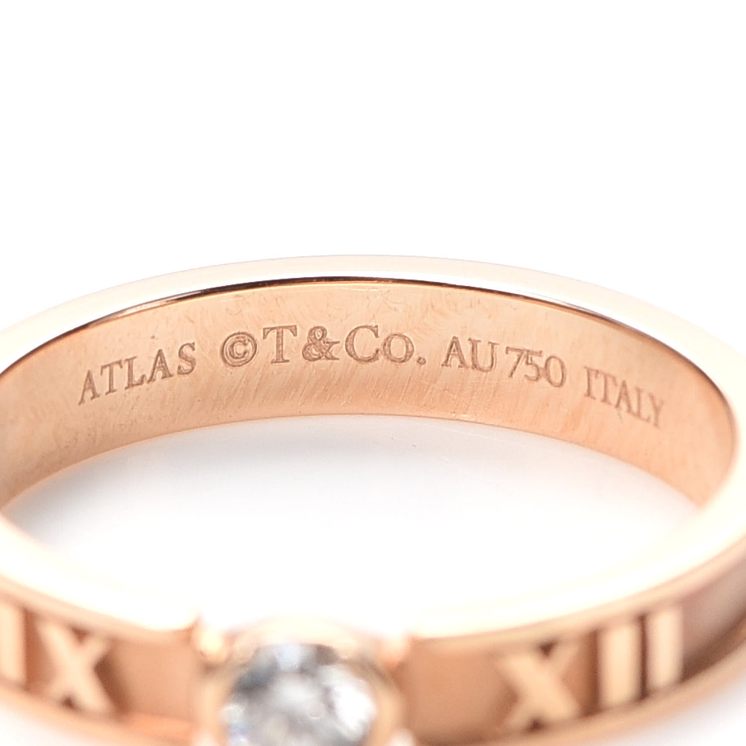 Tiffany 18K Rose Gold Diamond Atlas Closed Narrow Ring 48 4.5 4 of 5