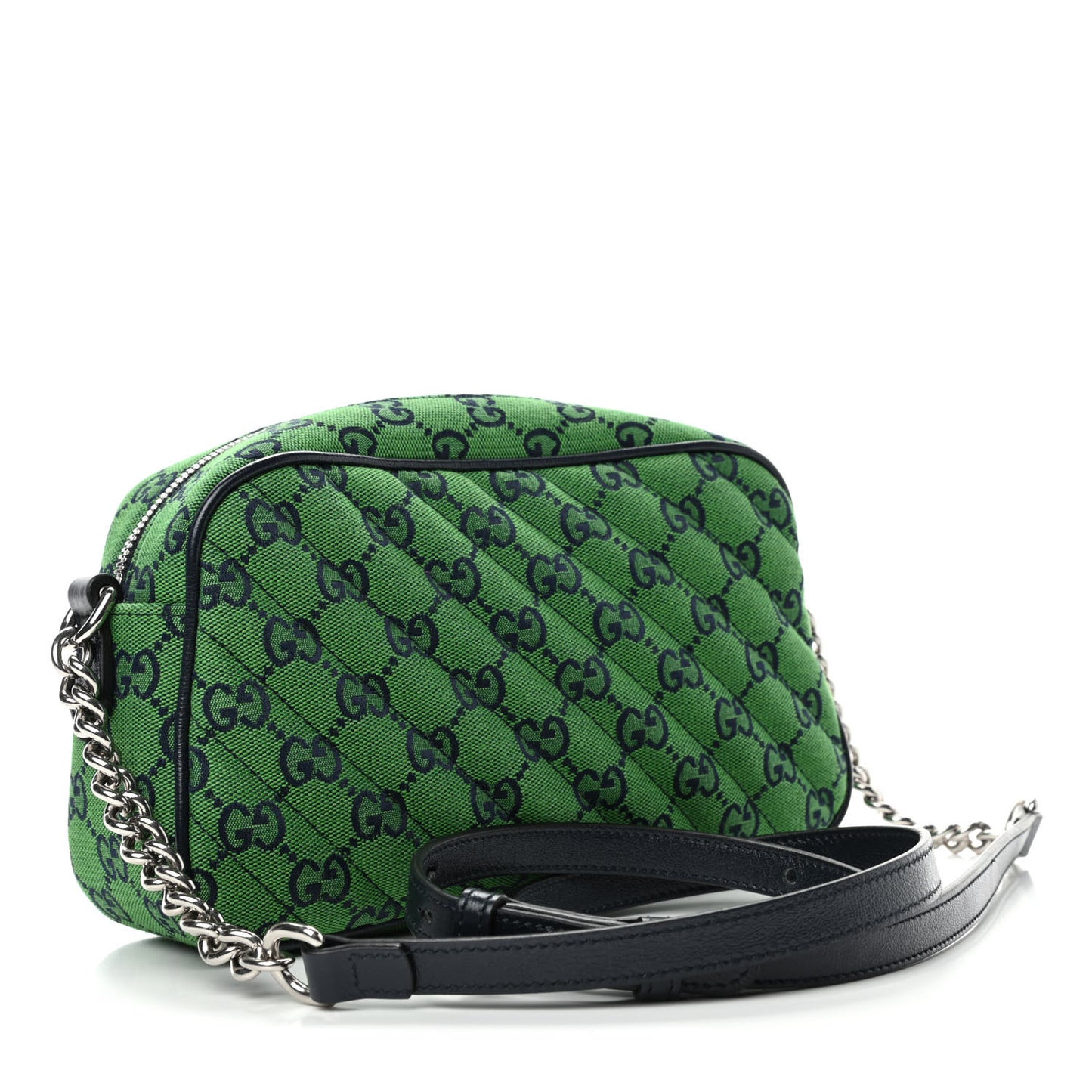 Monogram Multicolor Matelasse Diagonal Small GG Marmont Chain Shoulder Bag Green Blue