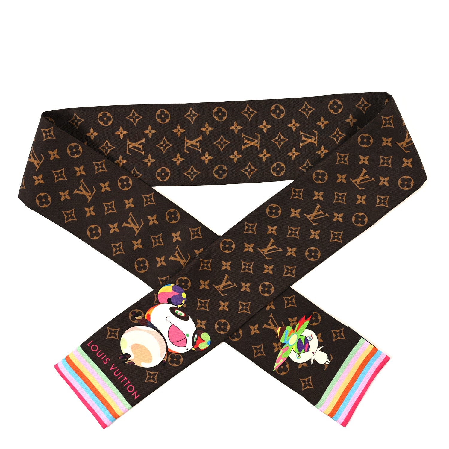 Louis Vuitton LV X TM Silk Monogram Superflat Character Bandeau Brown 1 of 3