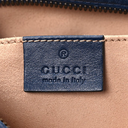 Gucci Calfskin Matelasse GucciGhost Small GG Marmont Chain Shoulder Bag Blue Agata Hibiscus Red 6 of 13