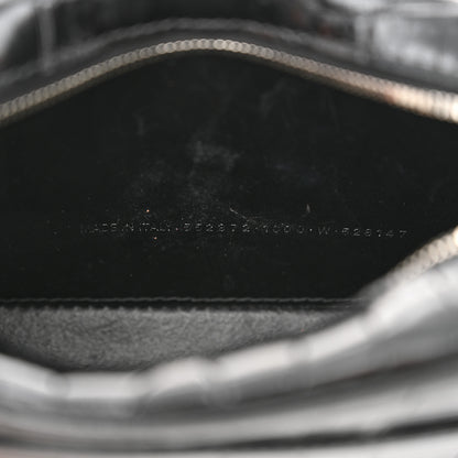 Balenciaga Shiny Calfskin Logo Crocodile Embossed XS Everyday Camera Bag Black 7 of 12