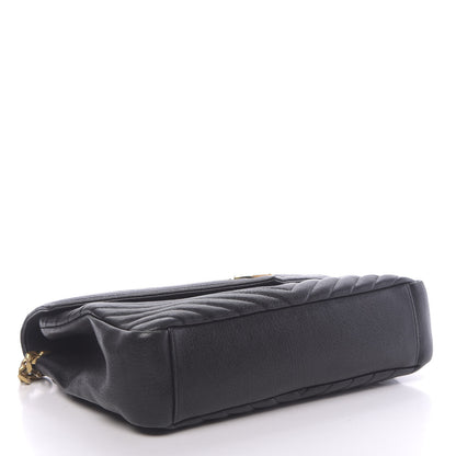 Saint Laurent Sheepskin Matelasse Chevron Monogram Large College Satchel Black 5 of 11