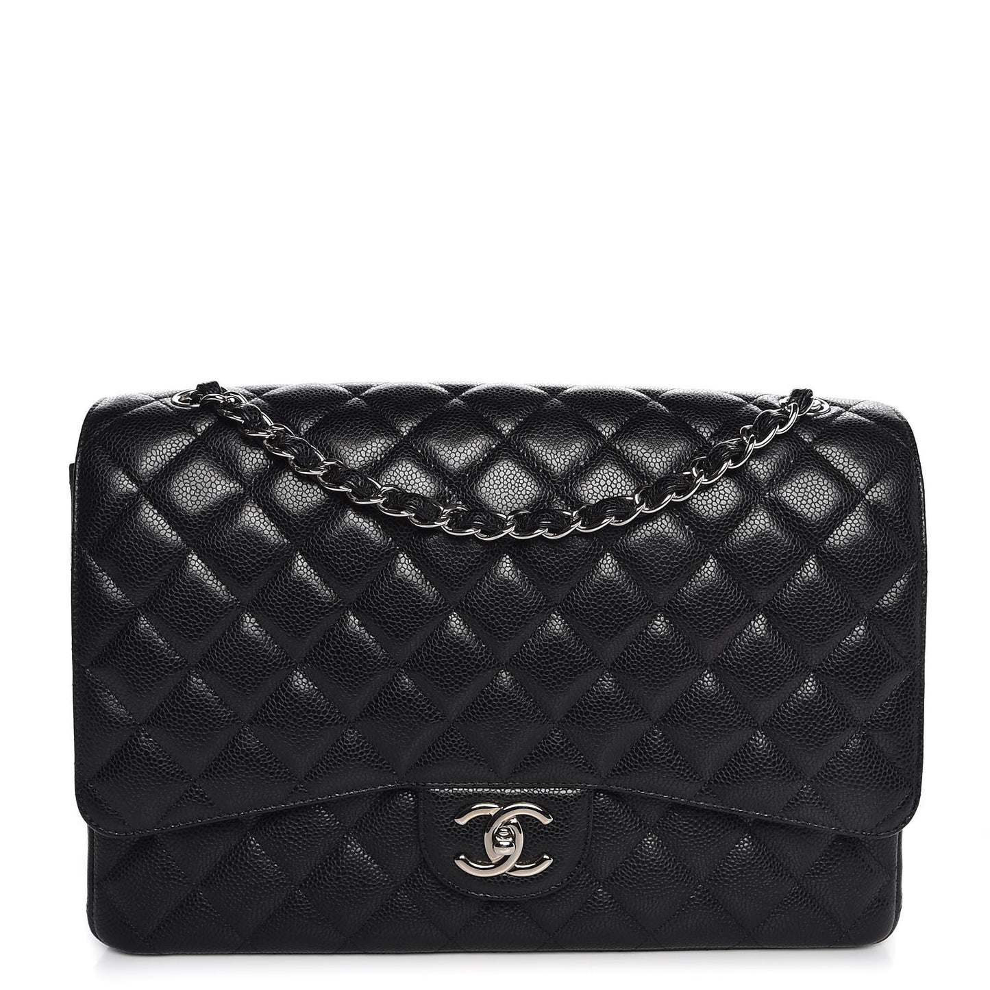 Caviar Quilted Maxi Double Flap Black