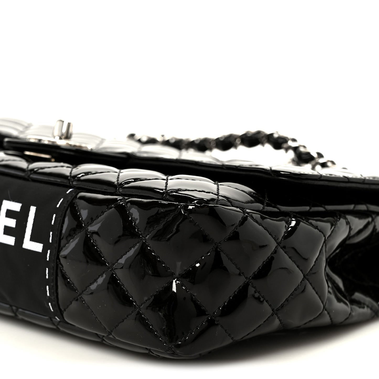 Patent Quilted Secret Label Medium Flap Black