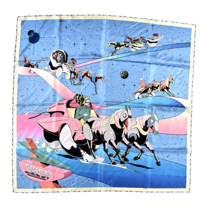 Hermes Silk Space Derby Scarf 90 Bleu Ciel Rose Vert Amande 1 of 3