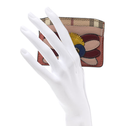 Burberry Calfskin Haymarket Check Bird Appliqué Card Case Multicolor 2 of 6