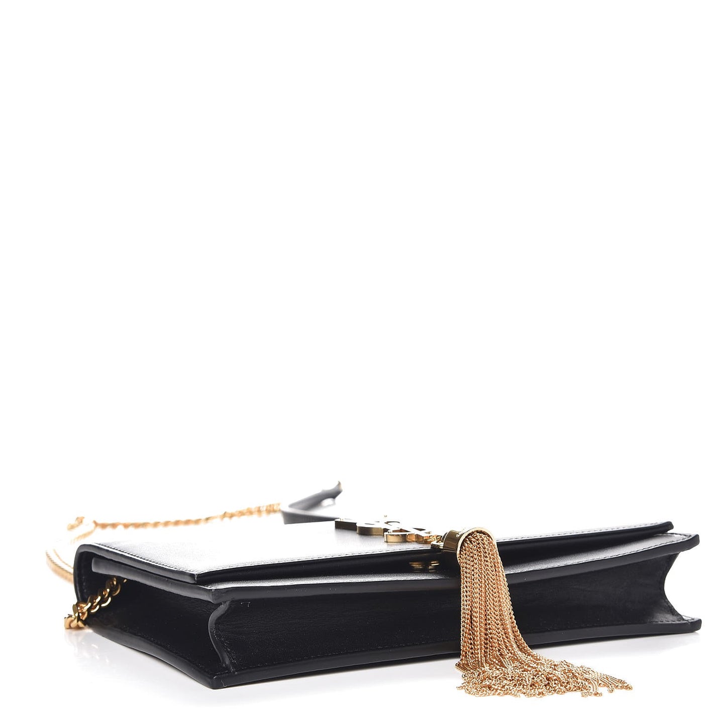 Smooth Calfskin Classic Monogram Kate Tassel Chain Wallet Black