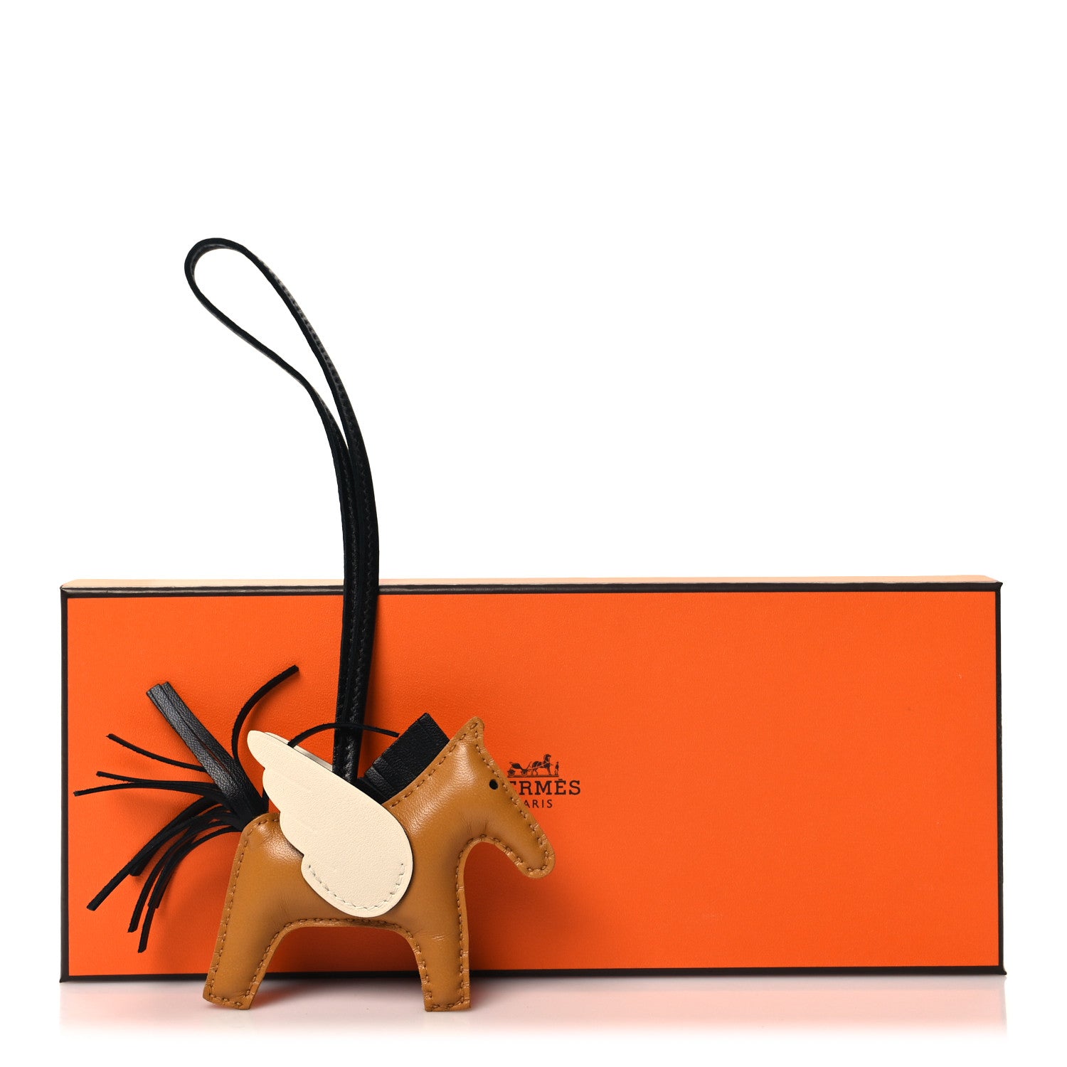 Hermes Milo Lambskin Grigri Rodeo Pegase Horse Bag Charm PM Sesame Black Nata 5 of 5