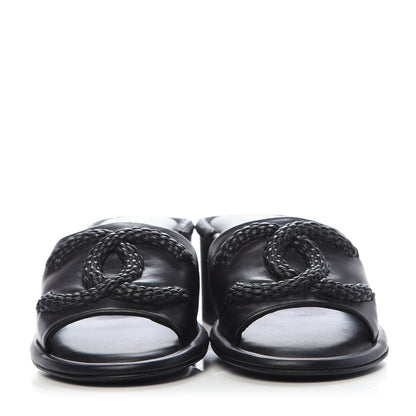 Chanel Lambskin CC Braided Mules 36 Black 2 of 9