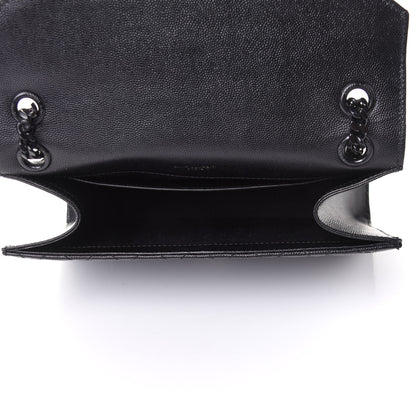 Saint Laurent Grain De Poudre Textured Mixed Matelasse Triquilt Medium Monogram Satchel Black 5 of 10