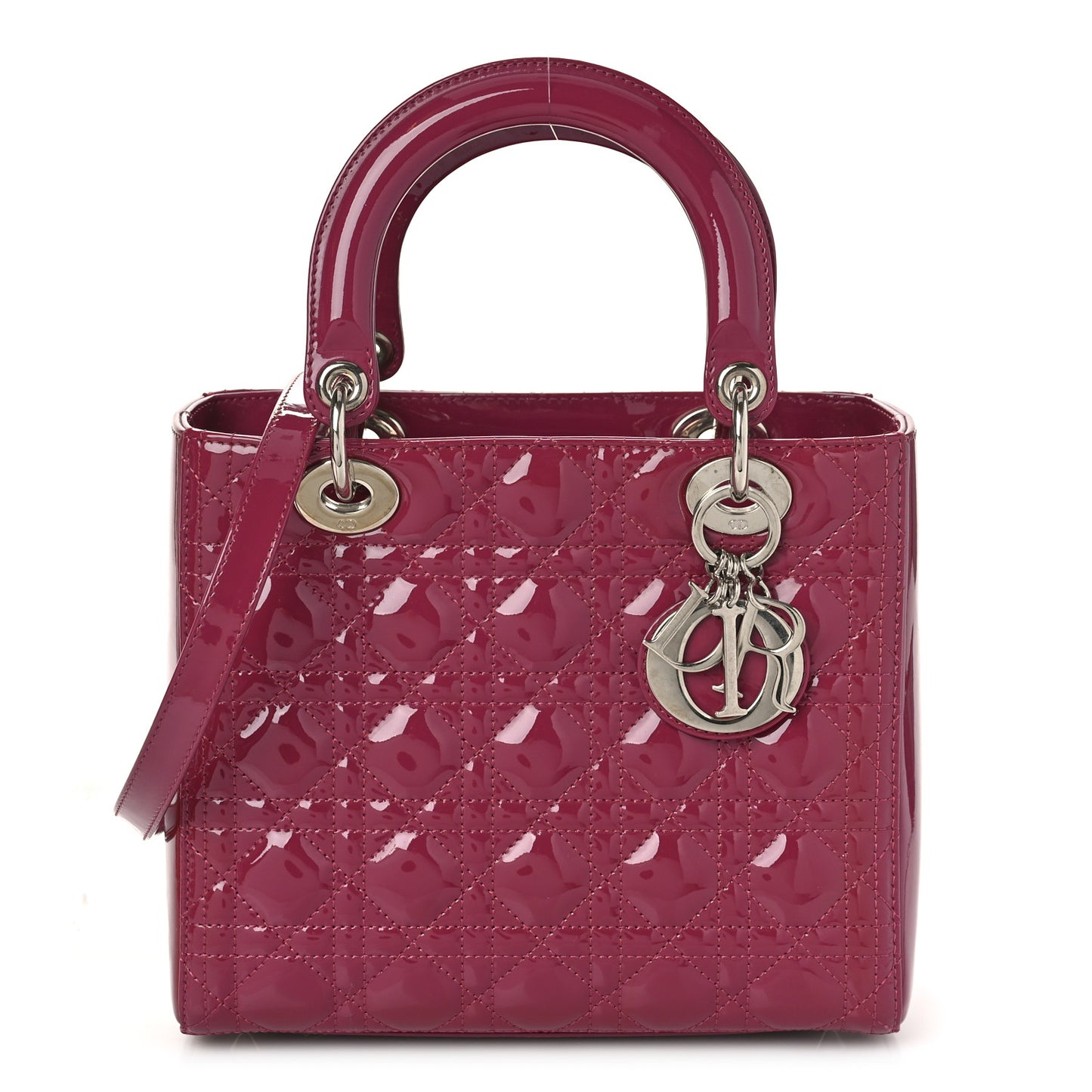 Patent Cannage Medium Lady Dior Dark Pink