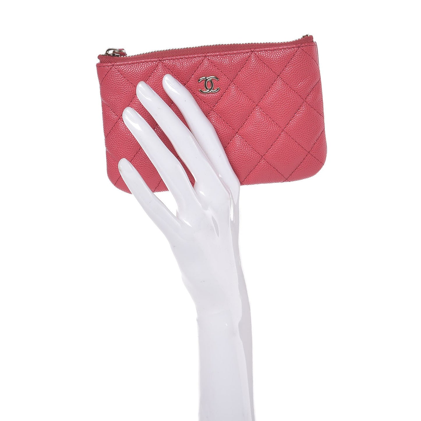 Caviar Quilted Small Cosmetic Case Pink