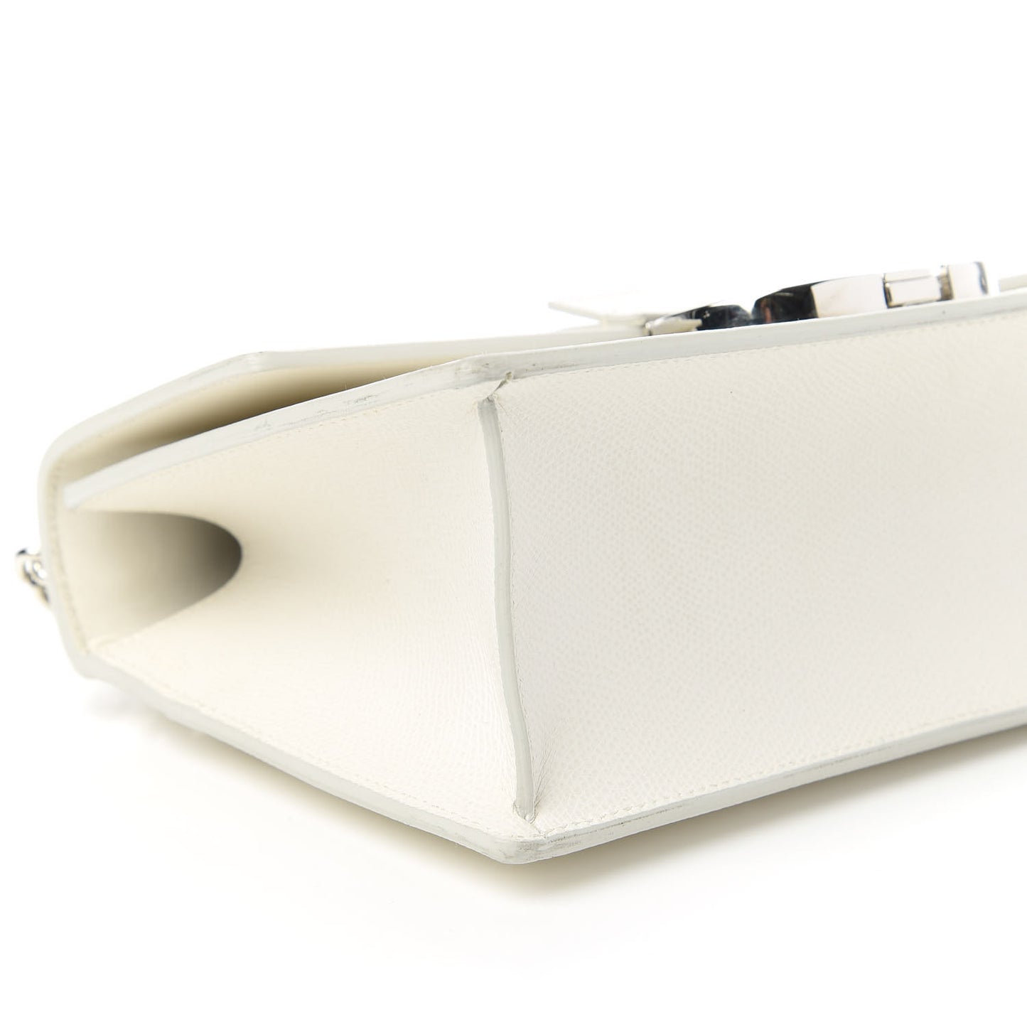 Grained Calfskin 30 Montaigne Chain Flap Bag White