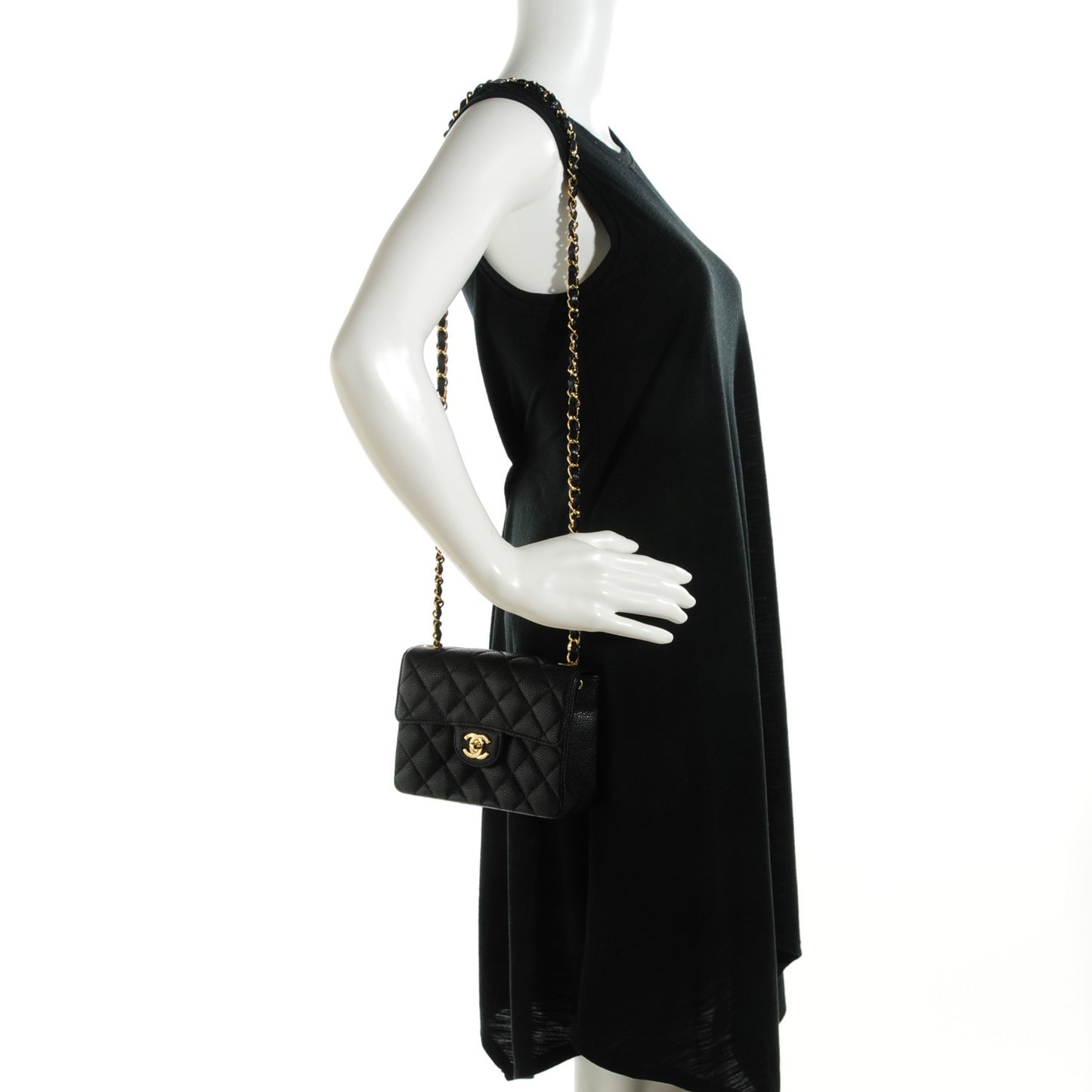 Caviar Quilted Mini Square Flap Black