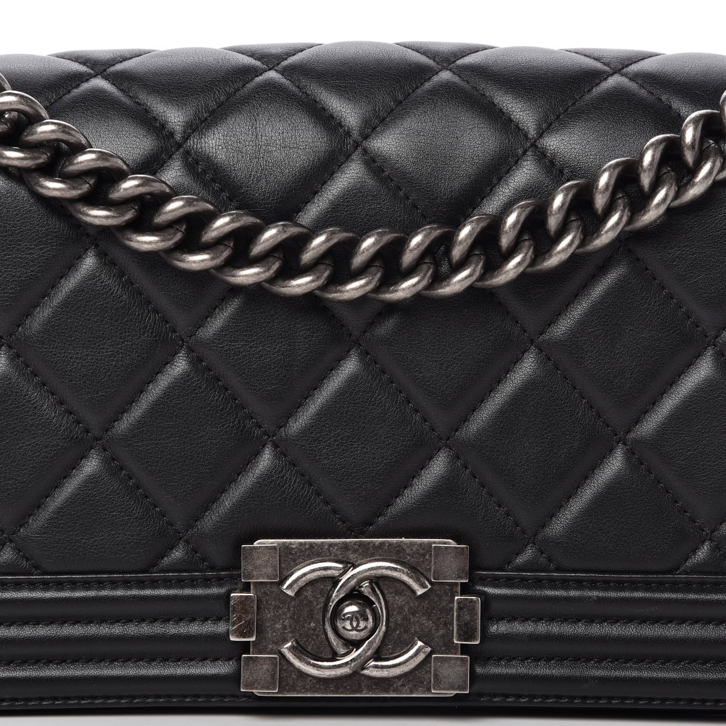 Calfskin Quilted Medium Boy Flap Black
