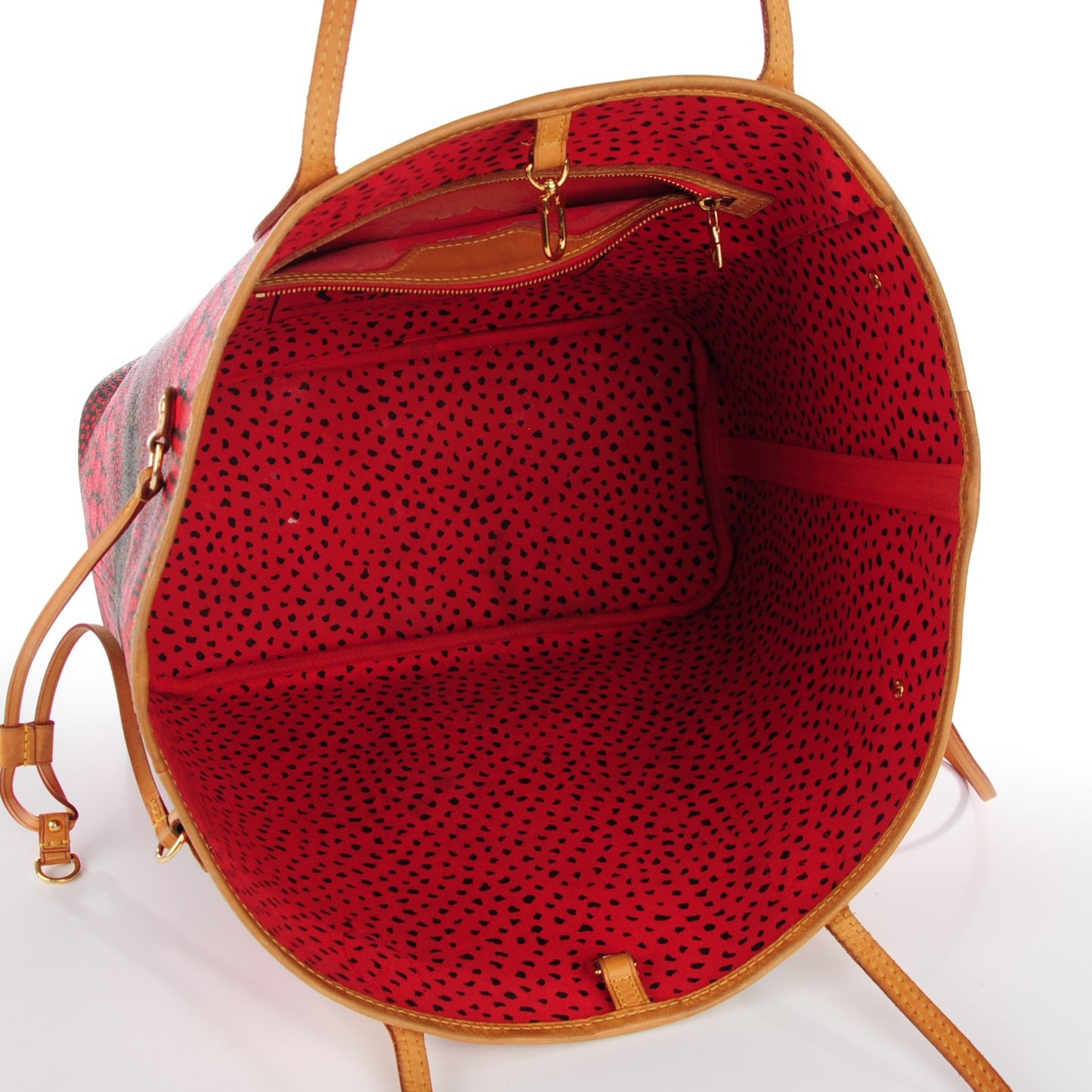 Monogram Kusama Waves Neverfull MM Red